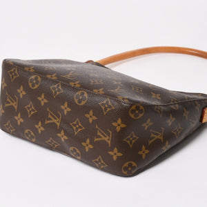 Very Good Condition LOUIS VUITTON Looping MM One Shoulder Bag M51146 Monogram PVC Leather Brown Gold Hardware Used 4a004678