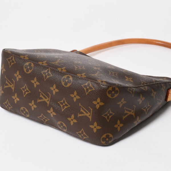 Very Good Condition LOUIS VUITTON Looping MM One Shoulder Bag M51146 Monogram PVC Leather Brown Gold Hardware Used 4a004678