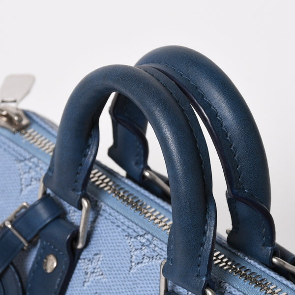 極美品 LOUIS VUITTON ルイヴィトン キーポル バンドリエール25 ハンドバッグ M14681 モノグラム ヘリテージ ブルー 中古 4a004659