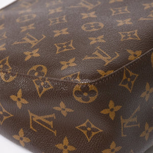 Very Good Condition LOUIS VUITTON Looping MM One Shoulder Bag M51146 Monogram PVC Leather Brown Gold Hardware Used 4a004678