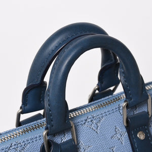 極美品 LOUIS VUITTON ルイヴィトン キーポル バンドリエール25 ハンドバッグ M14681 モノグラム ヘリテージ ブルー 中古 4a004659