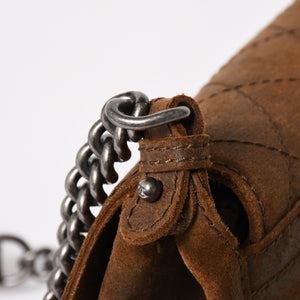 Very Good Condition CHANEL Chain Shoulder Bag No. 18 Coco Mark Suede Brown Antique Silver Hardware Used 4a004667