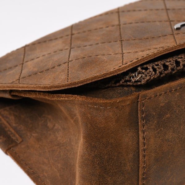 Very Good Condition CHANEL Chain Shoulder Bag No. 18 Coco Mark Suede Brown Antique Silver Hardware Used 4a004667