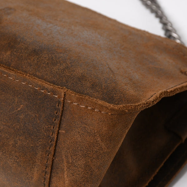 Very Good Condition CHANEL Chain Shoulder Bag No. 18 Coco Mark Suede Brown Antique Silver Hardware Used 4a004667