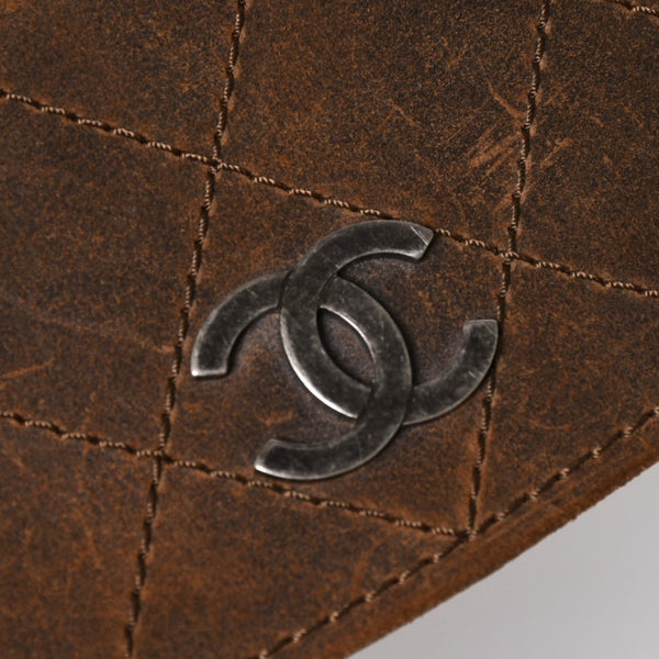 Very Good Condition CHANEL Chain Shoulder Bag No. 18 Coco Mark Suede Brown Antique Silver Hardware Used 4a004667