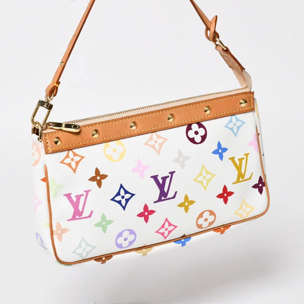 Very Good Condition LOUIS VUITTON Pochette Accessory Pouch M92649 Monogram Multicolor Takashi Murakami Used 4a004660