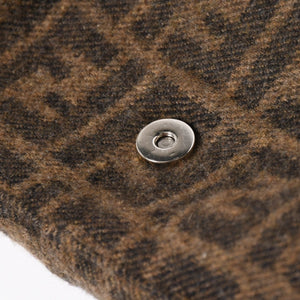 極美品 FENDI フェンディ マンマバケット ワンショルダーバッグ 26424 ズッカ柄 ウール レザー ブラウン 中古 4a004669