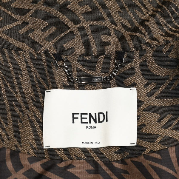 極美品 FENDI フェンディ FF ヴァーティゴ ウィンドブレーカージャケット FJ7195 AFM5 サラ コールマン FFロゴ ブラウン カーキ 38サイズ 中古 4a004701