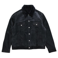 Very Good Condition BERLUTI Berluti Corduroy Jacket R27LBL163KACV Dark Gray 3rd Type Outer Fur Leather R52 Size Silver Hardware Used 4a004712