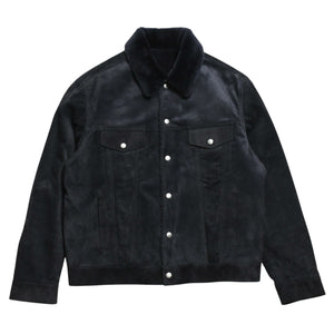Very Good Condition BERLUTI Berluti Corduroy Jacket R27LBL163KACV Dark Gray 3rd Type Outer Fur Leather R52 Size Silver Hardware Used 4a004712