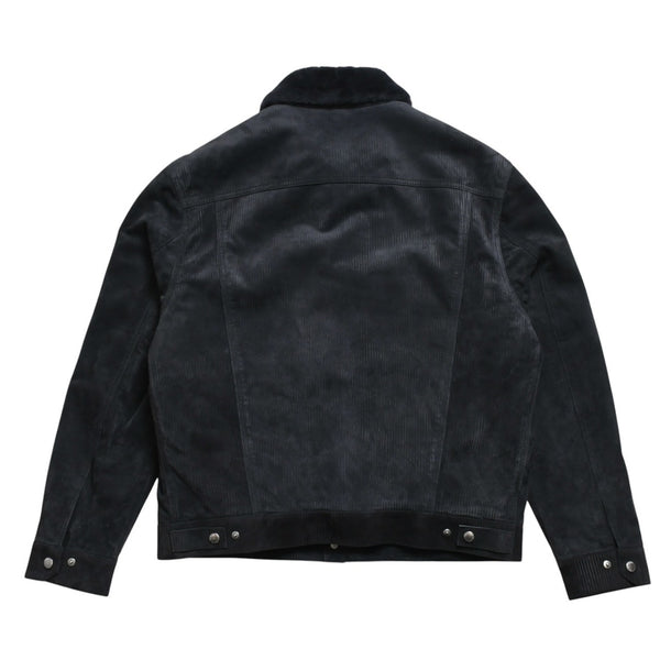 Very Good Condition BERLUTI Berluti Corduroy Jacket R27LBL163KACV Dark Gray 3rd Type Outer Fur Leather R52 Size Silver Hardware Used 4a004712