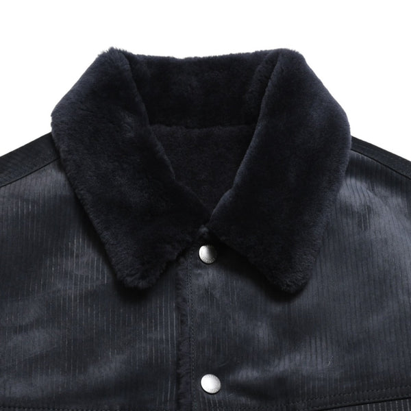 Very Good Condition BERLUTI Berluti Corduroy Jacket R27LBL163KACV Dark Gray 3rd Type Outer Fur Leather R52 Size Silver Hardware Used 4a004712