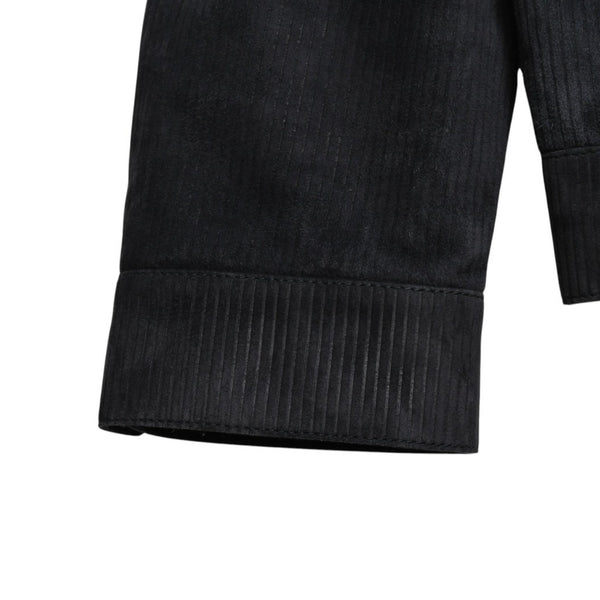 Very Good Condition BERLUTI Berluti Corduroy Jacket R27LBL163KACV Dark Gray 3rd Type Outer Fur Leather R52 Size Silver Hardware Used 4a004712