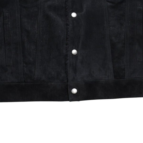 Very Good Condition BERLUTI Berluti Corduroy Jacket R27LBL163KACV Dark Gray 3rd Type Outer Fur Leather R52 Size Silver Hardware Used 4a004712