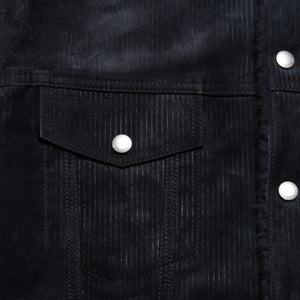 Very Good Condition BERLUTI Berluti Corduroy Jacket R27LBL163KACV Dark Gray 3rd Type Outer Fur Leather R52 Size Silver Hardware Used 4a004712