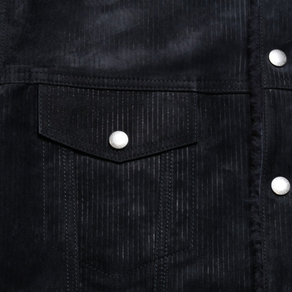 Very Good Condition BERLUTI Berluti Corduroy Jacket R27LBL163KACV Dark Gray 3rd Type Outer Fur Leather R52 Size Silver Hardware Used 4a004712