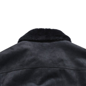 Very Good Condition BERLUTI Berluti Corduroy Jacket R27LBL163KACV Dark Gray 3rd Type Outer Fur Leather R52 Size Silver Hardware Used 4a004712