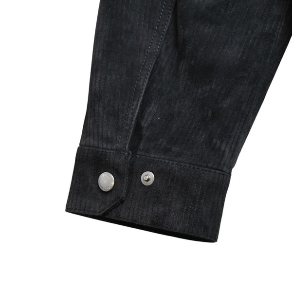Very Good Condition BERLUTI Berluti Corduroy Jacket R27LBL163KACV Dark Gray 3rd Type Outer Fur Leather R52 Size Silver Hardware Used 4a004712