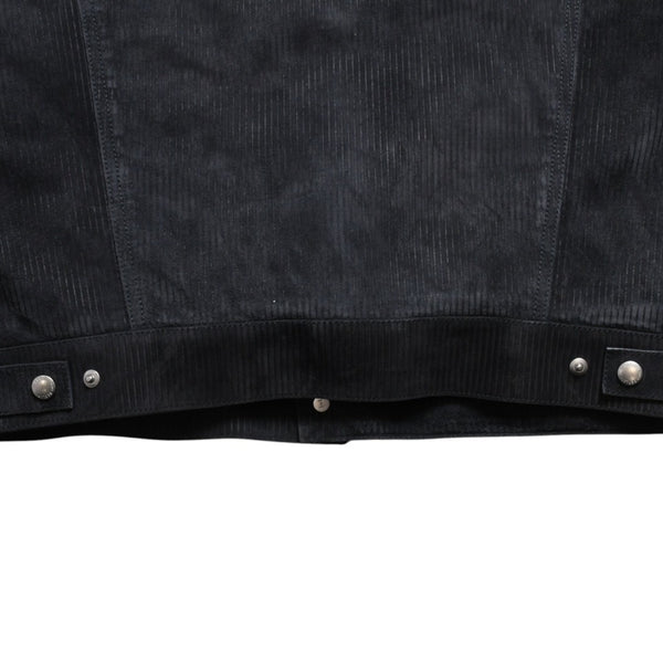 Very Good Condition BERLUTI Berluti Corduroy Jacket R27LBL163KACV Dark Gray 3rd Type Outer Fur Leather R52 Size Silver Hardware Used 4a004712
