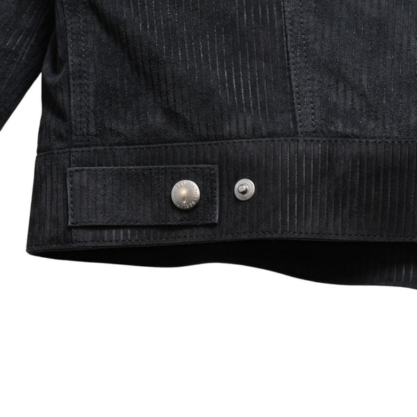 Very Good Condition BERLUTI Berluti Corduroy Jacket R27LBL163KACV Dark Gray 3rd Type Outer Fur Leather R52 Size Silver Hardware Used 4a004712