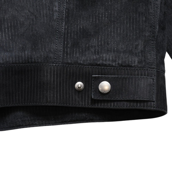 Very Good Condition BERLUTI Berluti Corduroy Jacket R27LBL163KACV Dark Gray 3rd Type Outer Fur Leather R52 Size Silver Hardware Used 4a004712