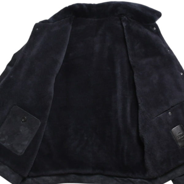 Very Good Condition BERLUTI Berluti Corduroy Jacket R27LBL163KACV Dark Gray 3rd Type Outer Fur Leather R52 Size Silver Hardware Used 4a004712