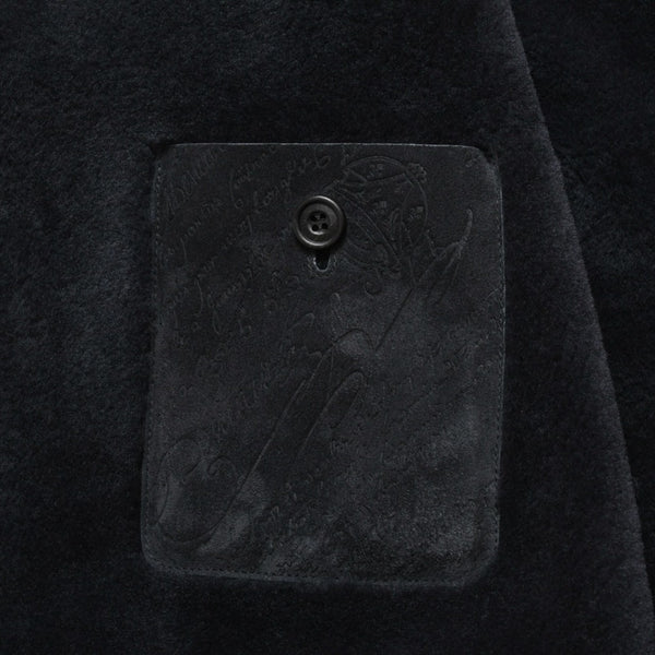 Very Good Condition BERLUTI Berluti Corduroy Jacket R27LBL163KACV Dark Gray 3rd Type Outer Fur Leather R52 Size Silver Hardware Used 4a004712