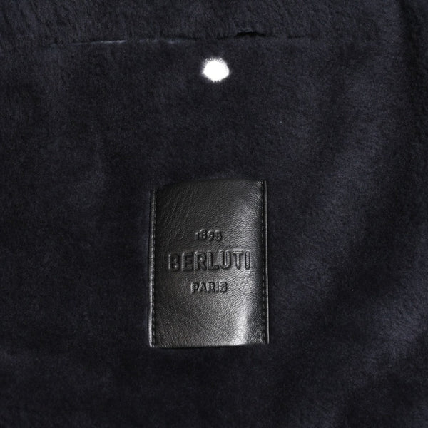 Very Good Condition BERLUTI Berluti Corduroy Jacket R27LBL163KACV Dark Gray 3rd Type Outer Fur Leather R52 Size Silver Hardware Used 4a004712