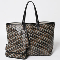 Very Good Condition GOYARD Saint Louis PM Saint Louis PM Tote Bag STLCROPMLTY01CL01P PVC Leather Black Used 4a004662