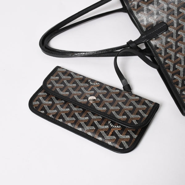 Very Good Condition GOYARD Saint Louis PM Saint Louis PM Tote Bag STLCROPMLTY01CL01P PVC Leather Black Used 4a004662