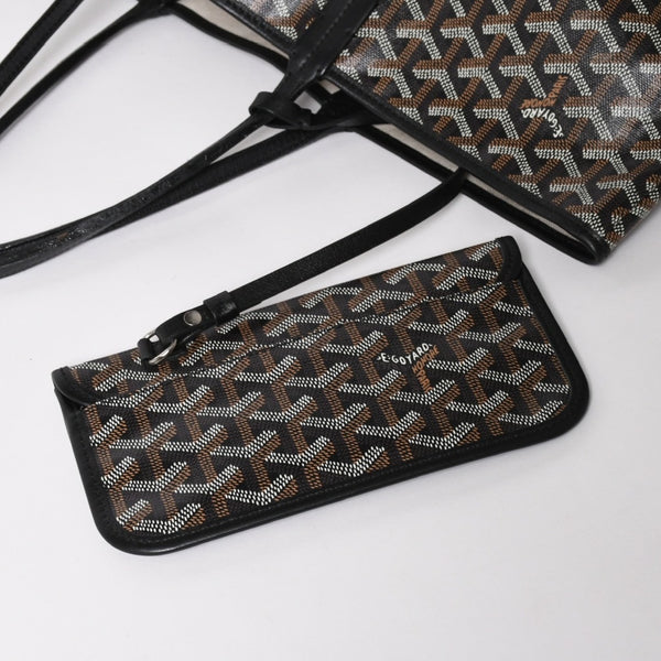 Very Good Condition GOYARD Saint Louis PM Saint Louis PM Tote Bag STLCROPMLTY01CL01P PVC Leather Black Used 4a004662