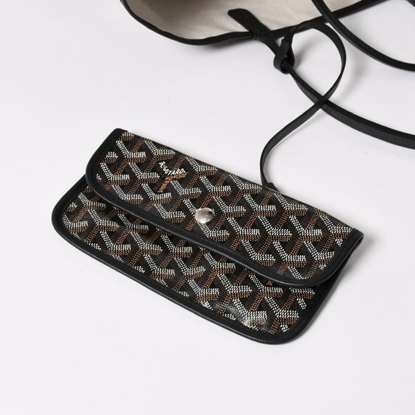 新品未使用 GOYARD ゴヤール Saint Louis PM サンルイ PM トートバッグ STLCROPMLTY01CL01P PVC レザー ブラック 中古 4a004688