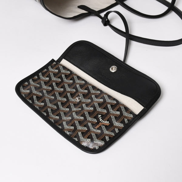 新品未使用 GOYARD ゴヤール Saint Louis PM サンルイ PM トートバッグ STLCROPMLTY01CL01P PVC レザー ブラック 中古 4a004688