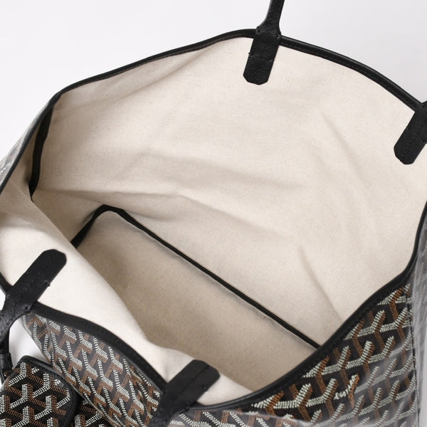 新品未使用 GOYARD ゴヤール Saint Louis PM サンルイ PM トートバッグ STLCROPMLTY01CL01P PVC レザー ブラック 中古 4a004688