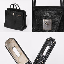 画像をギャラリービューアに読み込む, 極美品 エルメス HERMES オータクロア 32 ハンドバッグ シェーブル ブラック シルバー金具 レディース □K刻印 中古 4a004664