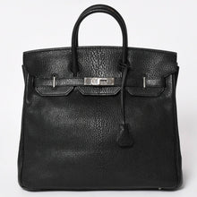 画像をギャラリービューアに読み込む, 極美品 エルメス HERMES オータクロア 32 ハンドバッグ シェーブル ブラック シルバー金具 レディース □K刻印 中古 4a004664