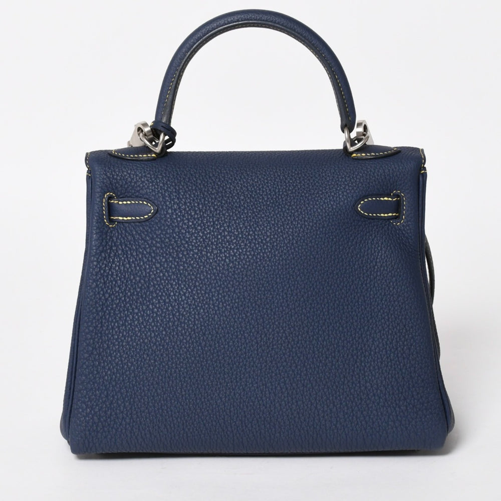 新品未使用 SPO HERMES エルメス KELLY ケリー25 2WAYハンドバッグ 内縫い トゴ ブルーアンクル イエロー マットシルバー金具 K刻印 4a004689