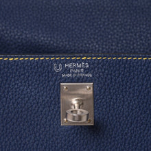 画像をギャラリービューアに読み込む, 新品未使用 SPO HERMES エルメス KELLY ケリー25 2WAYハンドバッグ 内縫い トゴ ブルーアンクル イエロー マットシルバー金具 K刻印 4a004689