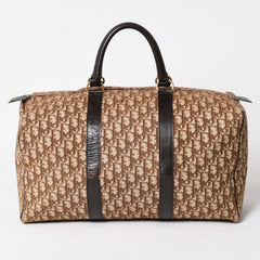 Christian Dior Boston Bag Trotter Pattern All Over Pattern Canvas Leather Beige Brown Gold Hardware Good Condition Used 4a004680