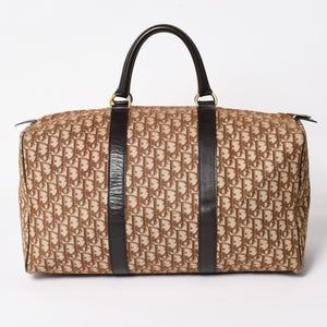 Christian Dior Boston Bag Trotter Pattern All Over Pattern Canvas Leather Beige Brown Gold Hardware Good Condition Used 4a004680