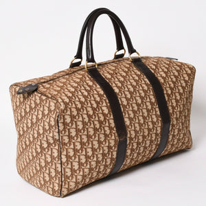 Christian Dior Boston Bag Trotter Pattern All Over Pattern Canvas Leather Beige Brown Gold Hardware Good Condition Used 4a004680