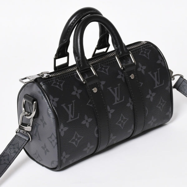極美品 LOUIS VUITTON ルイヴィトン ハンドバッグ ショルダーバッグ キーポルXS 2WAY ブラック グレー M45947 中古 4a004671