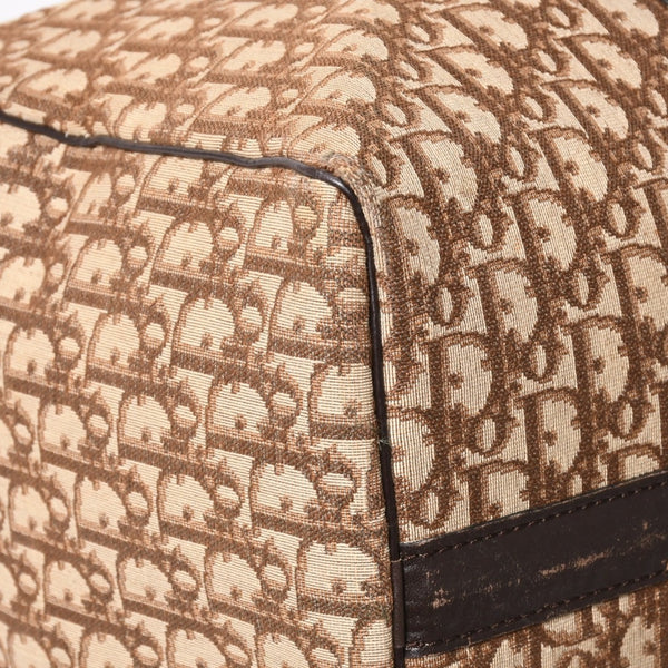 Christian Dior Boston Bag Trotter Pattern All Over Pattern Canvas Leather Beige Brown Gold Hardware Good Condition Used 4a004680