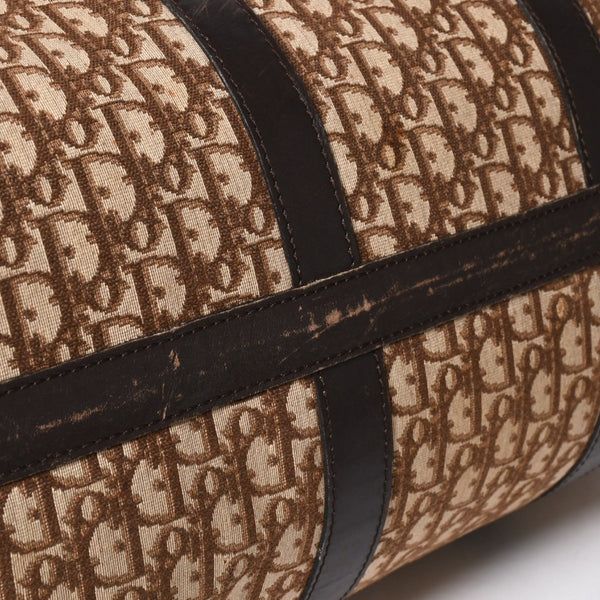 Christian Dior Boston Bag Trotter Pattern All Over Pattern Canvas Leather Beige Brown Gold Hardware Good Condition Used 4a004680