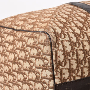 Christian Dior Boston Bag Trotter Pattern All Over Pattern Canvas Leather Beige Brown Gold Hardware Good Condition Used 4a004680