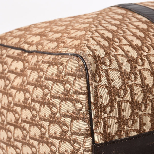 Christian Dior Boston Bag Trotter Pattern All Over Pattern Canvas Leather Beige Brown Gold Hardware Good Condition Used 4a004680
