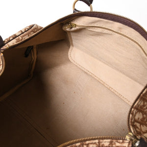 Christian Dior Boston Bag Trotter Pattern All Over Pattern Canvas Leather Beige Brown Gold Hardware Good Condition Used 4a004680