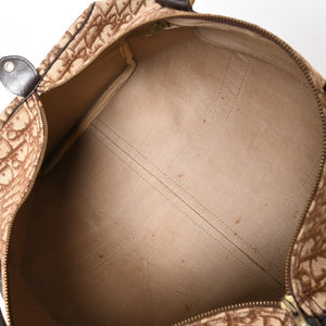 Christian Dior Boston Bag Trotter Pattern All Over Pattern Canvas Leather Beige Brown Gold Hardware Good Condition Used 4a004680