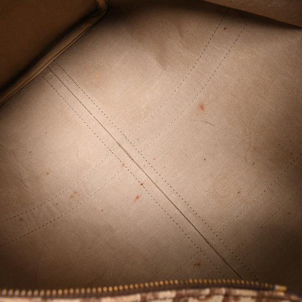 Christian Dior Boston Bag Trotter Pattern All Over Pattern Canvas Leather Beige Brown Gold Hardware Good Condition Used 4a004680