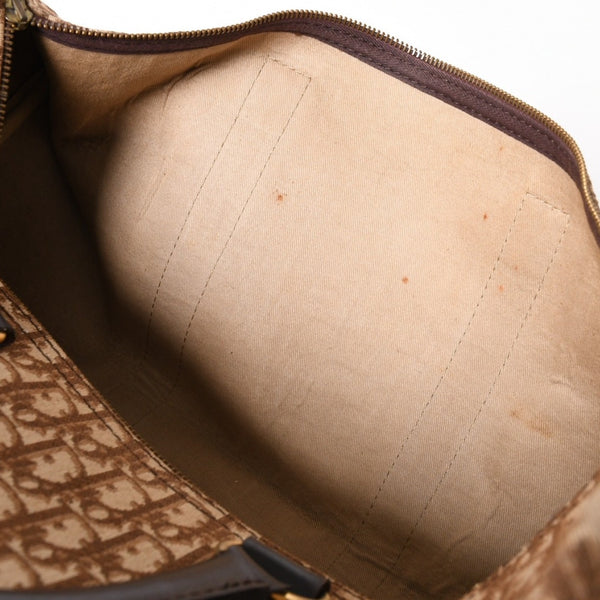 Christian Dior Boston Bag Trotter Pattern All Over Pattern Canvas Leather Beige Brown Gold Hardware Good Condition Used 4a004680